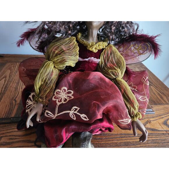 Vtg 90's Shelf Sitter Fairy Porcelain Doll W/Wings 12"T - Picture 4 of 8